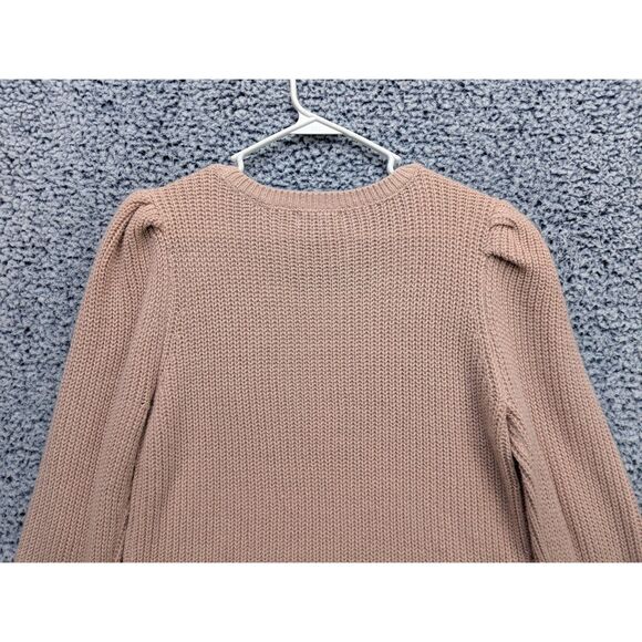a.n.a. Puff Sleeve Pearl Detail Sweater Size M Preppy Knit Cottage Pastel Pink - Picture 5 of 10